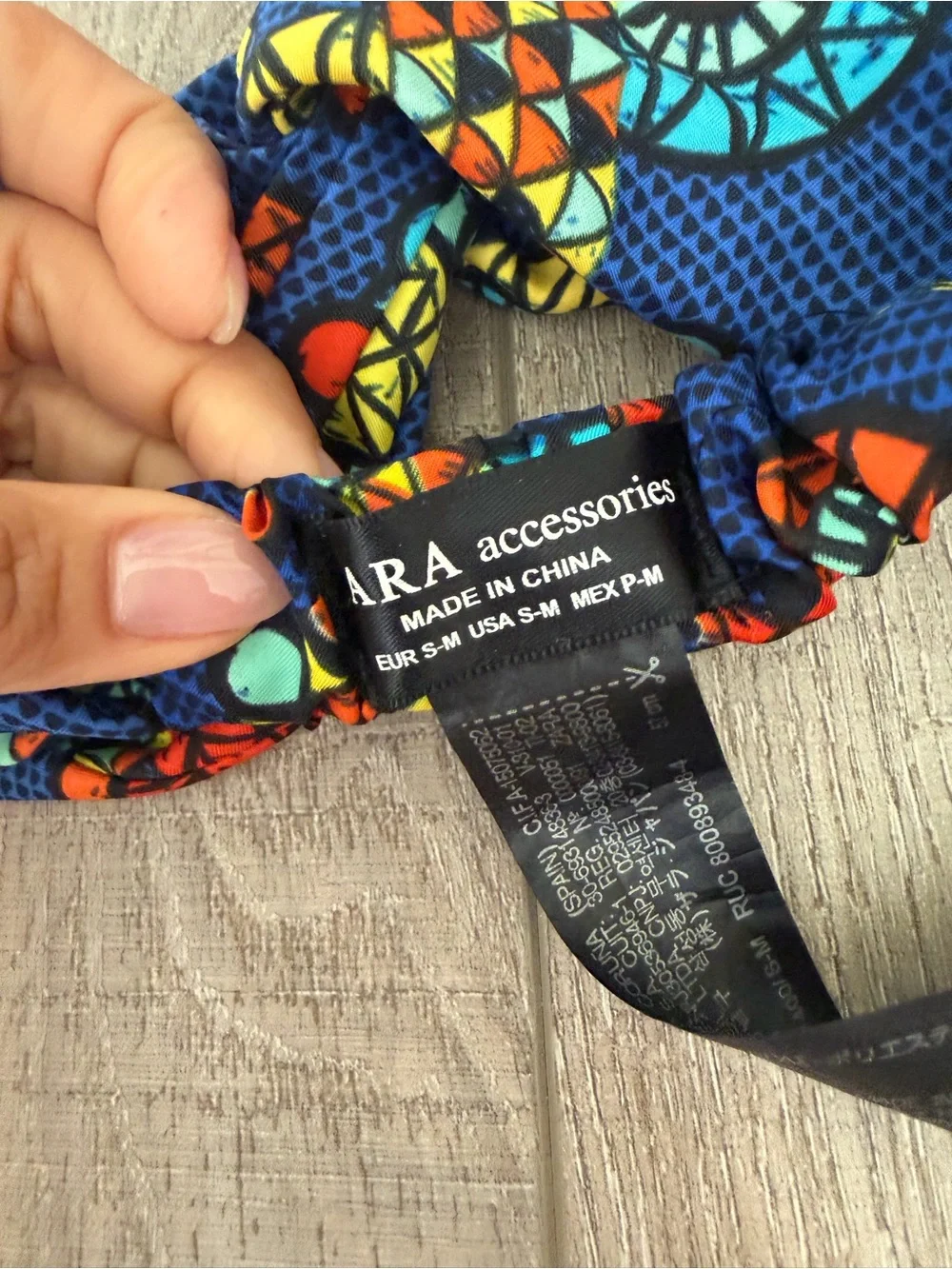 Zara Multicolor Patterned Bow Headband - Blue